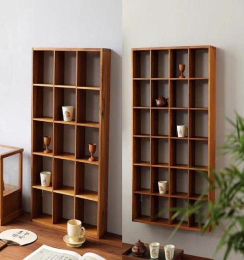 Solid Wood Duobao Grid Shelf