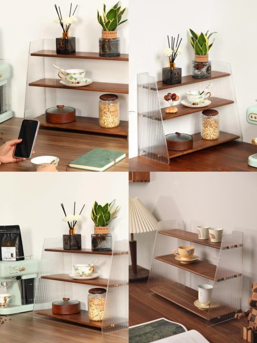 Solid Wood Glass Display Shelf